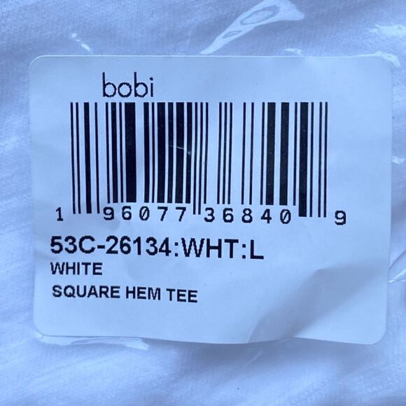 Bobi White Square Hem Tee. Size Large. New with Tag (NWT)! - Picture 9 of 11